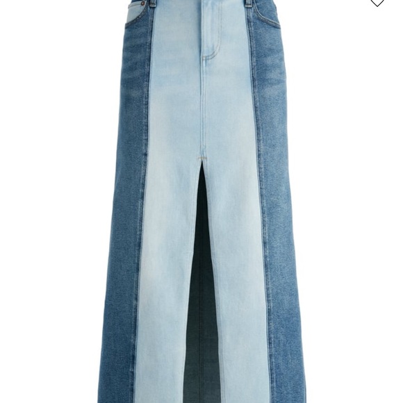 This is an Alice + Olivia Rye two-tone denim maxi skirt NWT size 25 - Picture 4 of 9